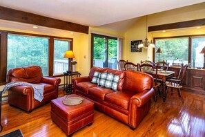 Smart TV, fireplace, video games, DVD player
