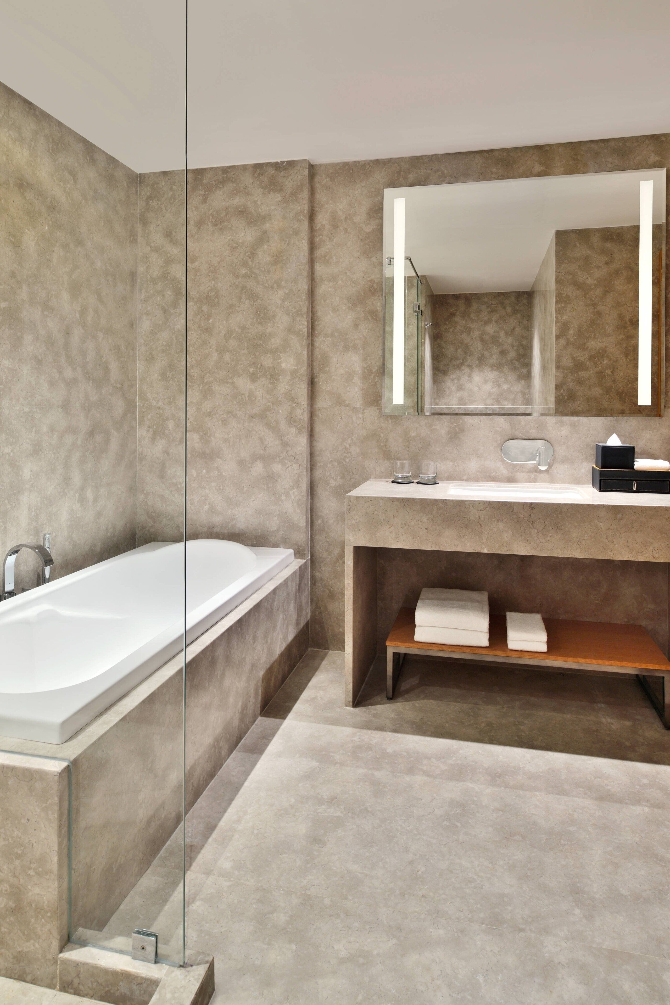 presidential suite, 1 king bed with sofa bed | bathroom | free toiletries, hair dryer, bathrobes, slippers