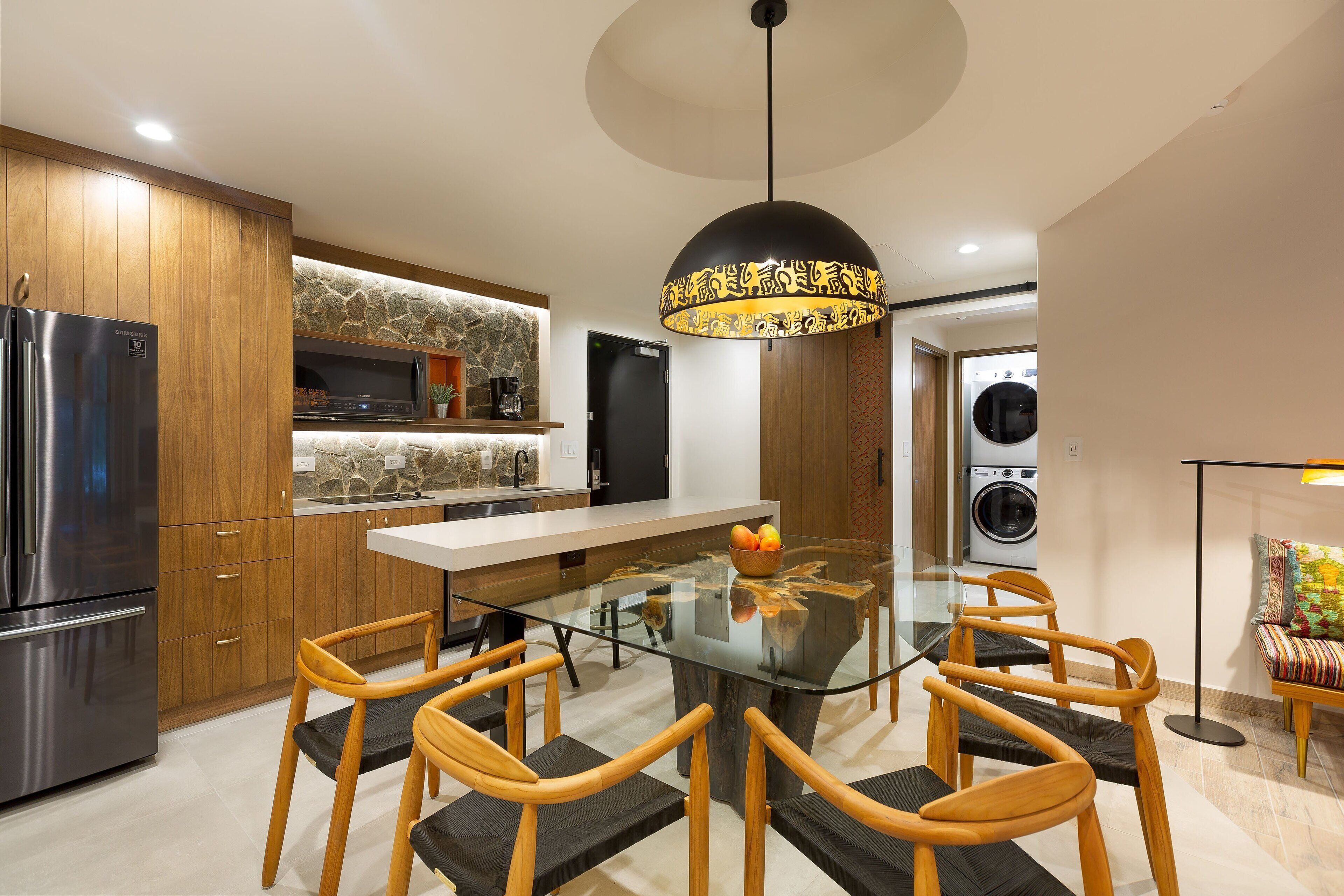 fridge, microwave, dishwasher, coffee/tea maker