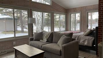 TV, fireplace, DVD player, video library