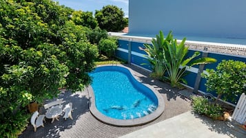 Outdoor pool, pool loungers