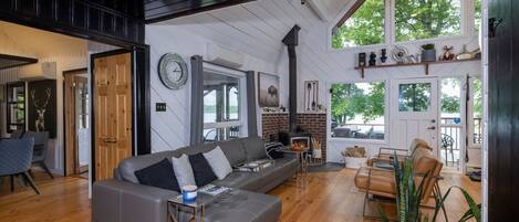 Smart TV, fireplace, video games, books