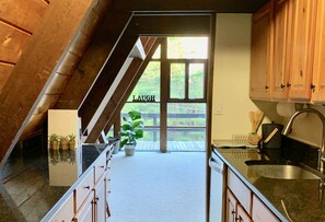Fridge, microwave, oven, stovetop - Ashwood A-Frame Retreat in Stowe Hollow, Minutes from Village (Stowe)