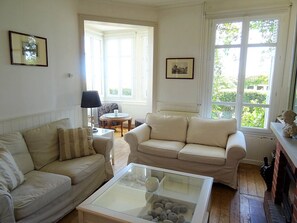 Télévision, cheminée, lecteur de DVD