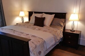 2 bedrooms, memory-foam beds, iron/ironing board, travel cot