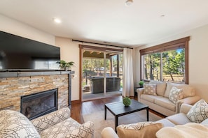 TV, fireplace