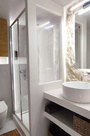 Hair dryer, towels, toilet paper