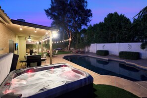Terrace/patio - $100K+Backyard Paradise: HtdPool+HotTub+FireTable+EV Charger+3Miles toMayoClinic (Scottsdale)