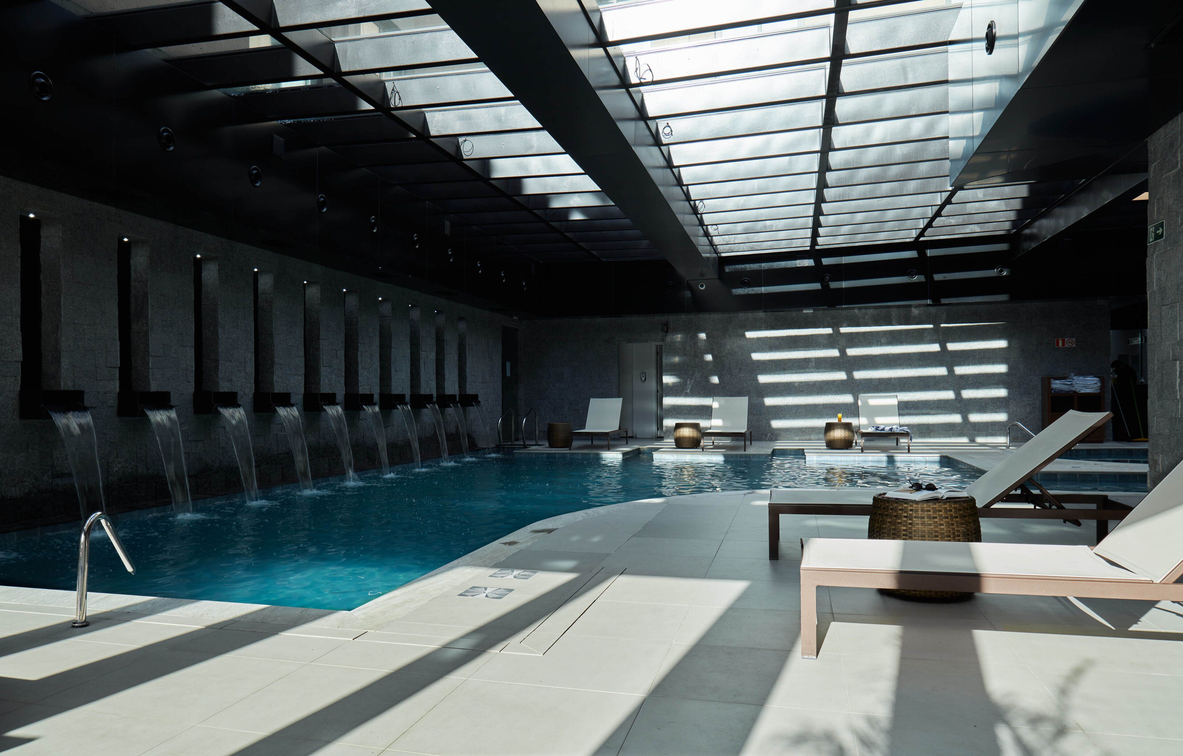Indoor pool, open 9:00 AM to 10:00 PM, sun loungers