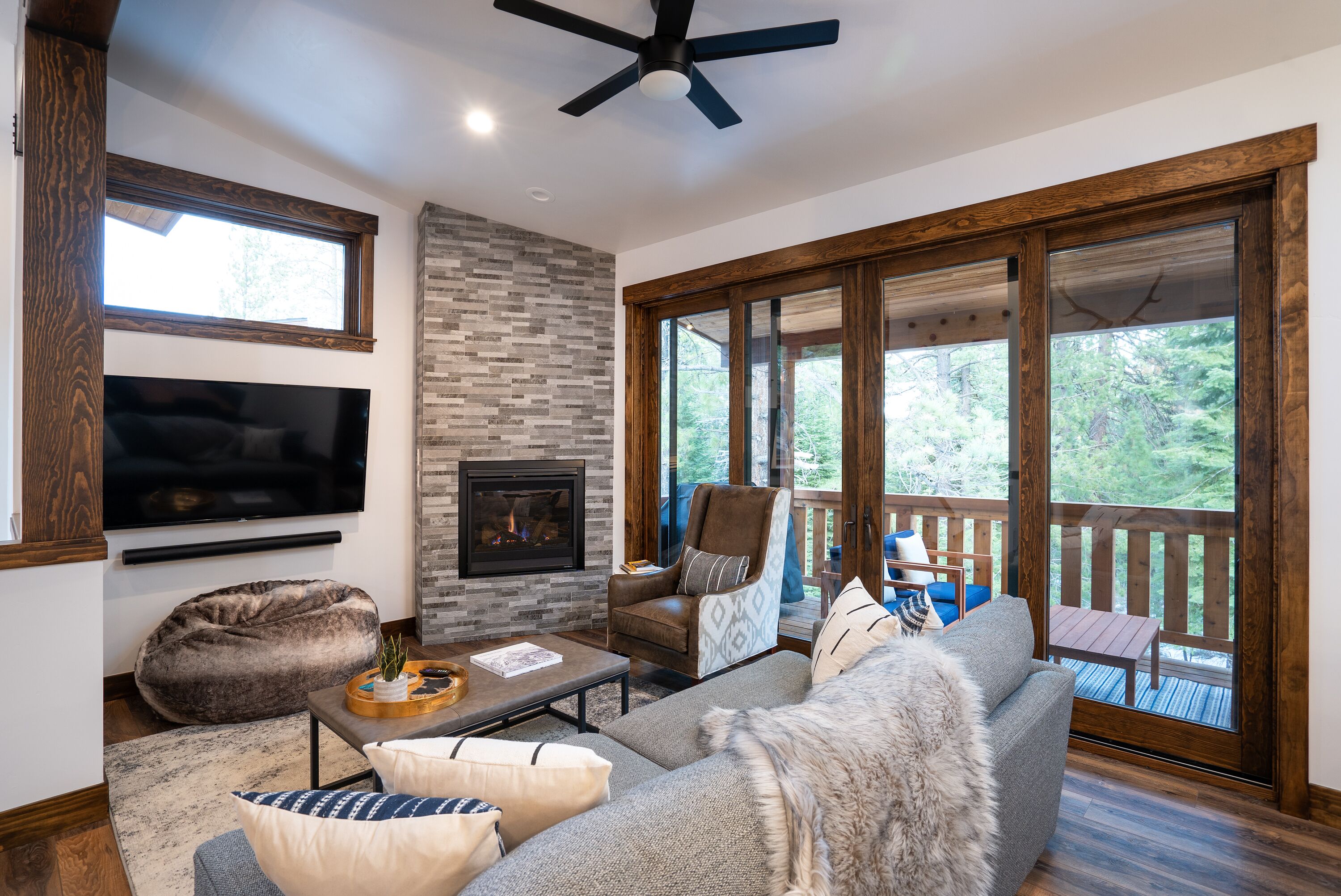 TV, fireplace, stereo