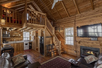 The cabin is just a few feet from the water's edge. 8’ x 22’ covered porch.