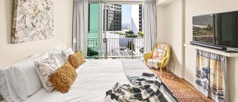 2 makuuhuonetta, silitysrauta/-lauta, vauvan matkasänky, ilmainen Wi-Fi