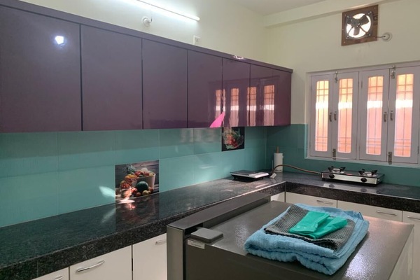 Kichen and cooking area.140 SqFt, with modular set up, cooking aids , cuttlery