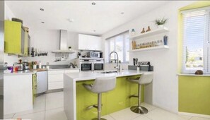 Fridge, microwave, oven, dishwasher