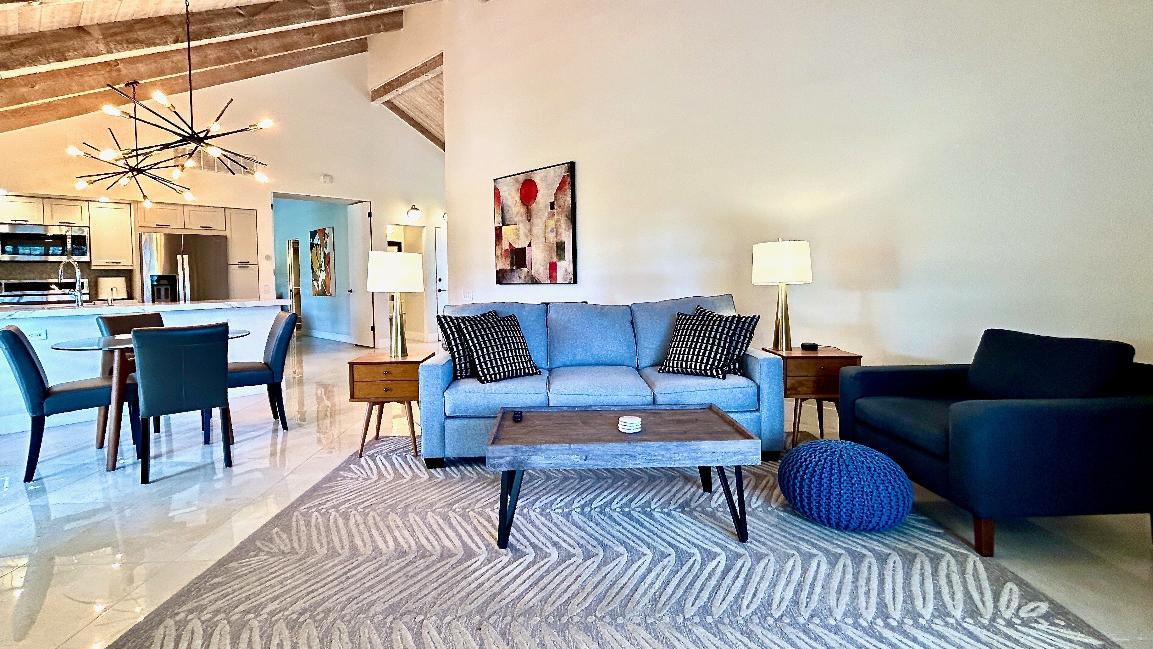 TV, fireplace, printers