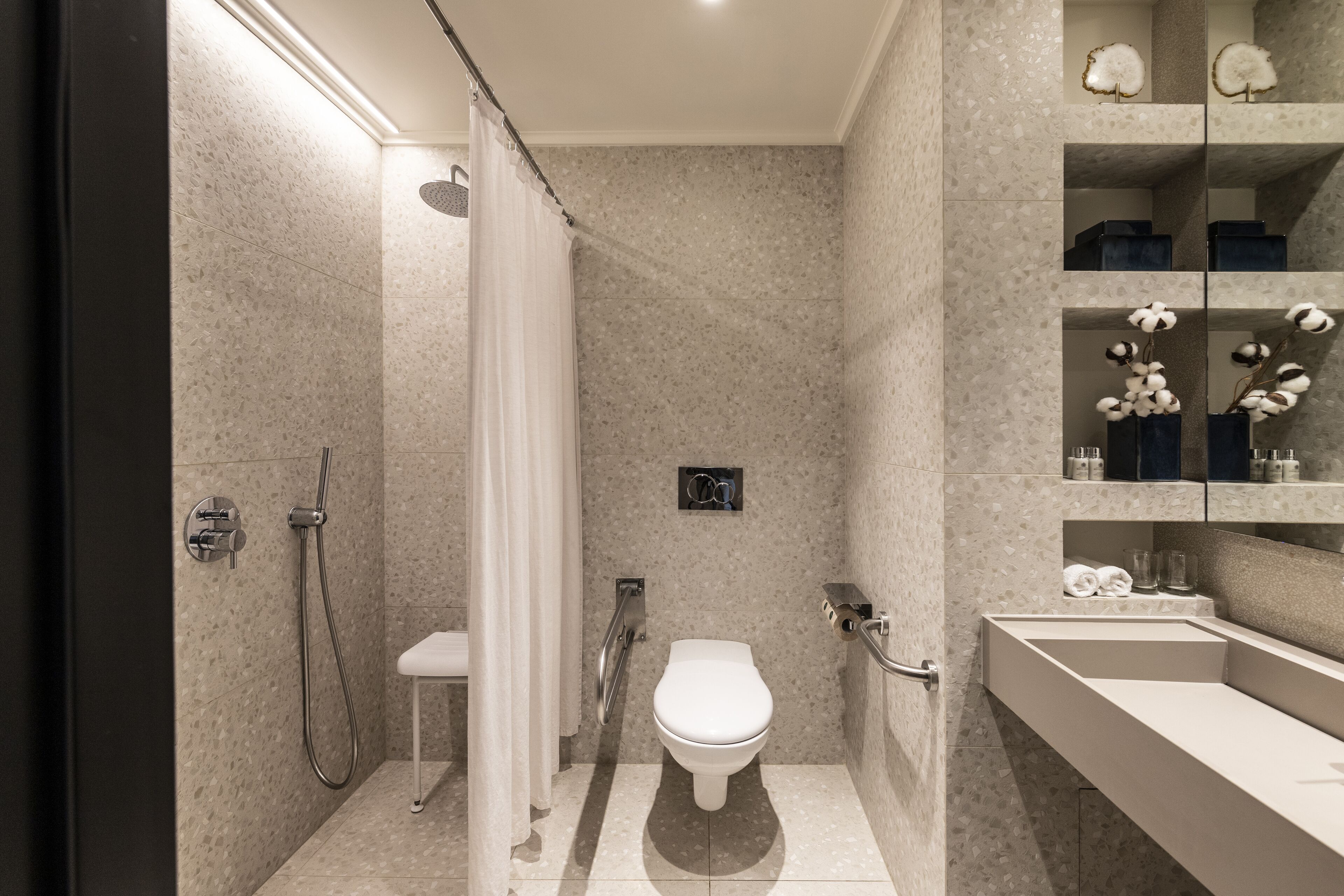 premium double or twin room, accessible | bathroom | shower, rainfall showerhead, hair dryer, bathrobes