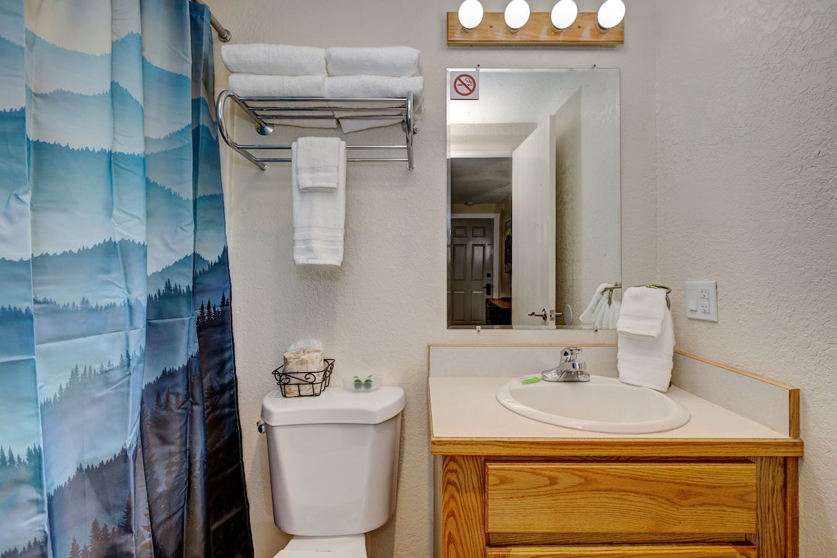 standard double room, non smoking | bathroom | hair dryer, towels, soap, shampoo