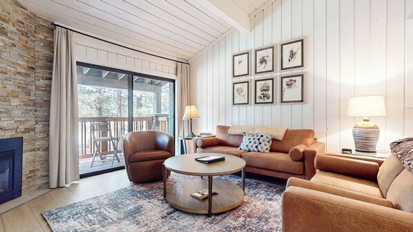 Smart TV, fireplace, DVD player