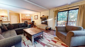 Fireplace, DVD player, stereo