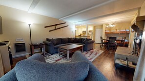 Fireplace, DVD player, stereo