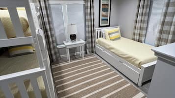 2 bedrooms, desk, iron/ironing board, travel cot