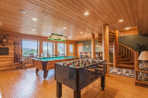 Game room - The Gathering Lodge is a relaxing, private log house with a stunning view.  (Fergus Falls)