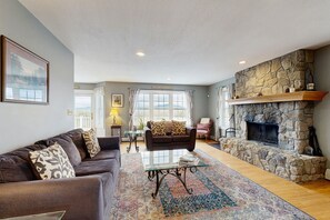 TV, fireplace, DVD player, video library