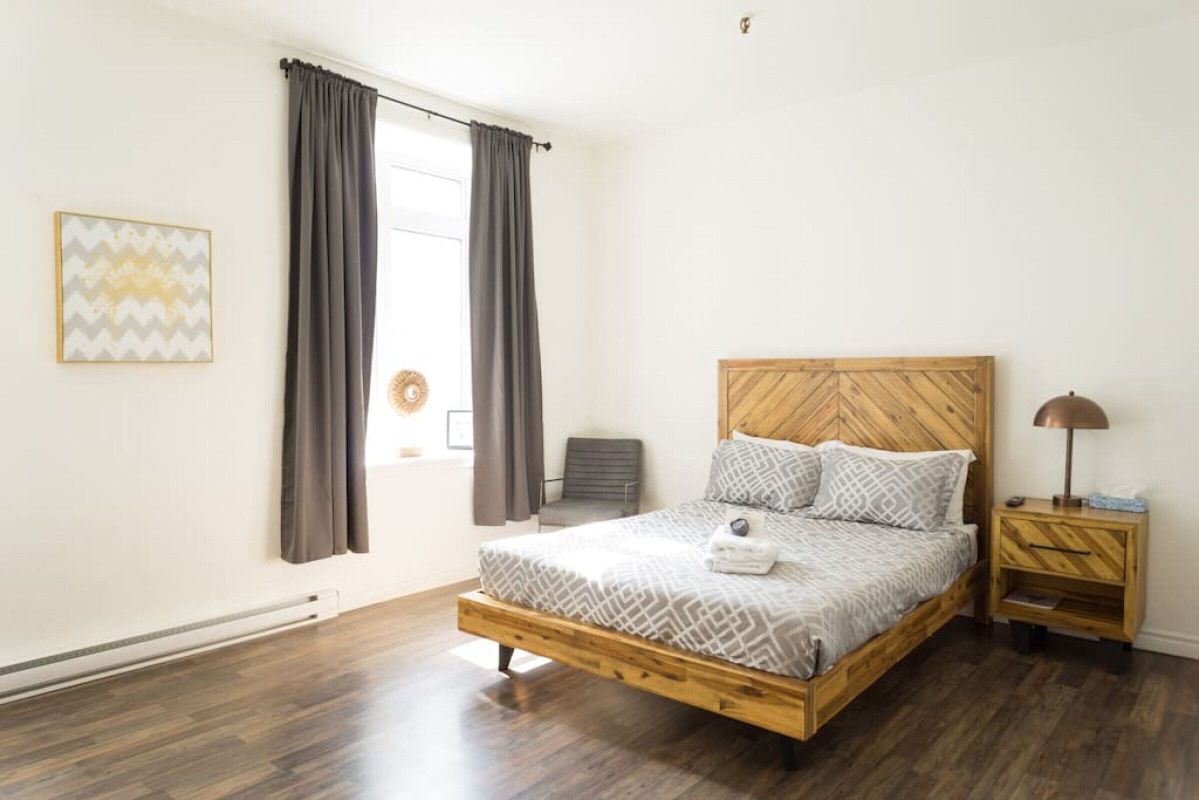 1 bedroom, desk, iron/ironing board, travel crib