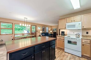 Fridge, microwave, oven, stovetop - Secluded Oasis w Hot Tub, Screened-in Porch, WiFi! (Berkeley Springs)