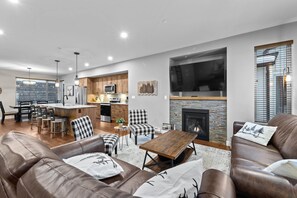 TV, fireplace