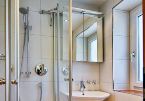 Ducha, secador de pelo y papel higiénico