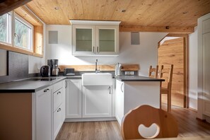 Fridge, oven, dishwasher, coffee/tea maker