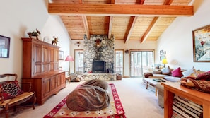 Condo, 5 Bedrooms | Living area | Smart TV, fireplace, DVD player - Val DIsere 9 Spacious and Walk to The Village, Washer Dryer, Gas Grill, Master Suites and More by RedAwning (Mammoth Lakes)