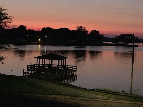 A gazebo by a calm lake at dusk. - Hookem.Hideout I (Quitman)