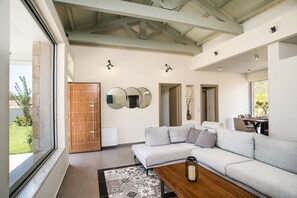 Luxury Villa, 3 Bedrooms, Private Pool | Living area | 32-inch LED TV with satellite channels, TV - Three Stars Luxury Villas (Corfu)