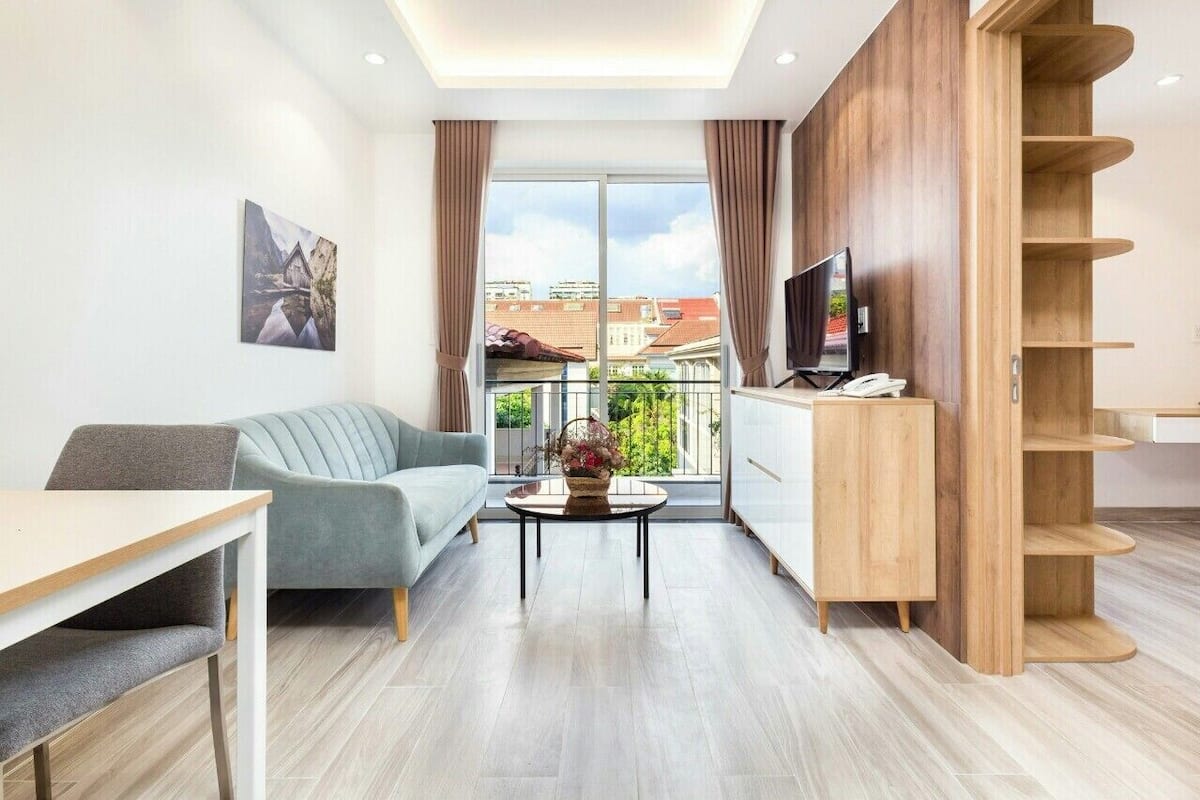 Apartemen Keluarga | 1 kamar tidur, seprai premium, dan brankas