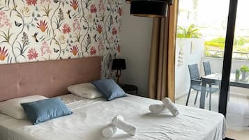 2 bedrooms, individually decorated, individually furnished, desk