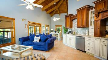 Room, Multiple Beds, Private Pool, Garden View | Living room | TV