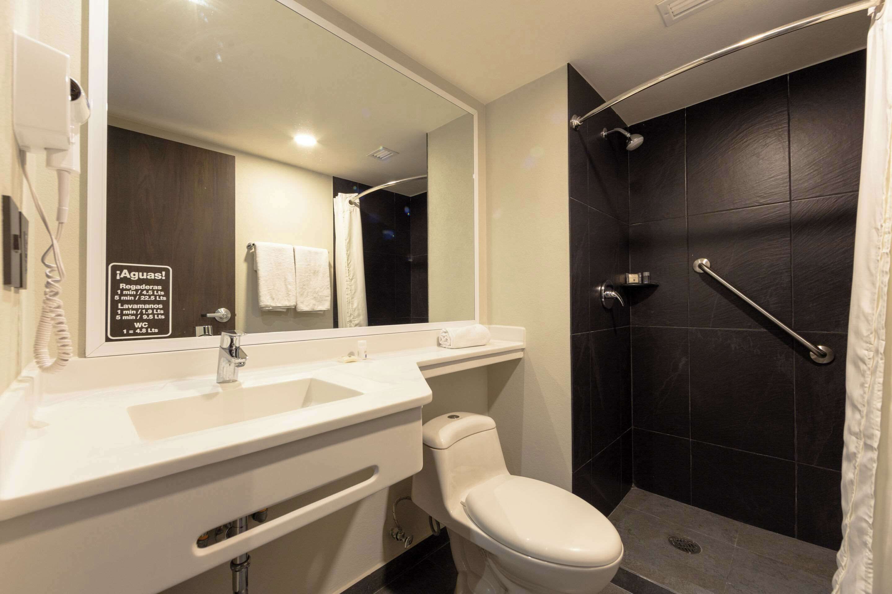 free toiletries, hair dryer, towels