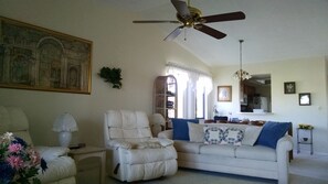 Smart TV, DVD player, video library, stereo