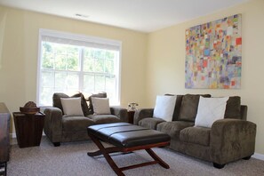 TV, DVD player, books, video library