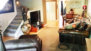 Smart-TV, Kamin, DVD-Player, Bücher