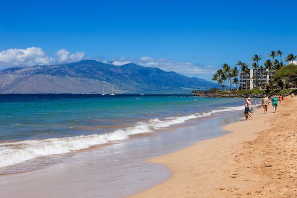 Beach nearby, sun-loungers, beach towels
