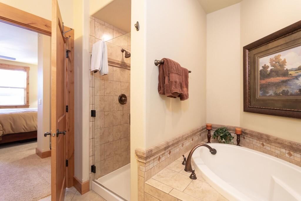 Bathtub, hair dryer, towels, soap
