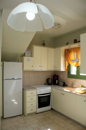 Fridge, microwave, coffee/tea maker, electric kettle
