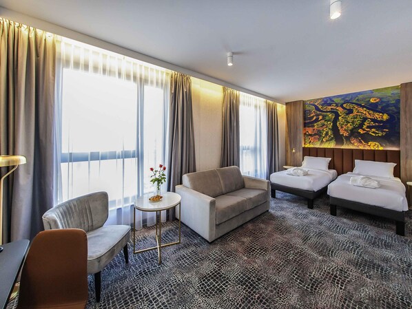 Privilege, Room, Multiple Beds | Minibar, desk, laptop workspace, soundproofing