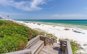 Beach nearby, sun loungers