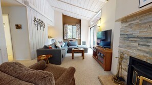 Smart TV, fireplace, DVD player