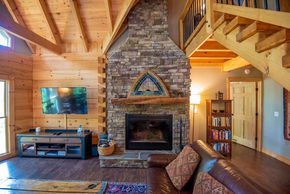 TV, fireplace, video games