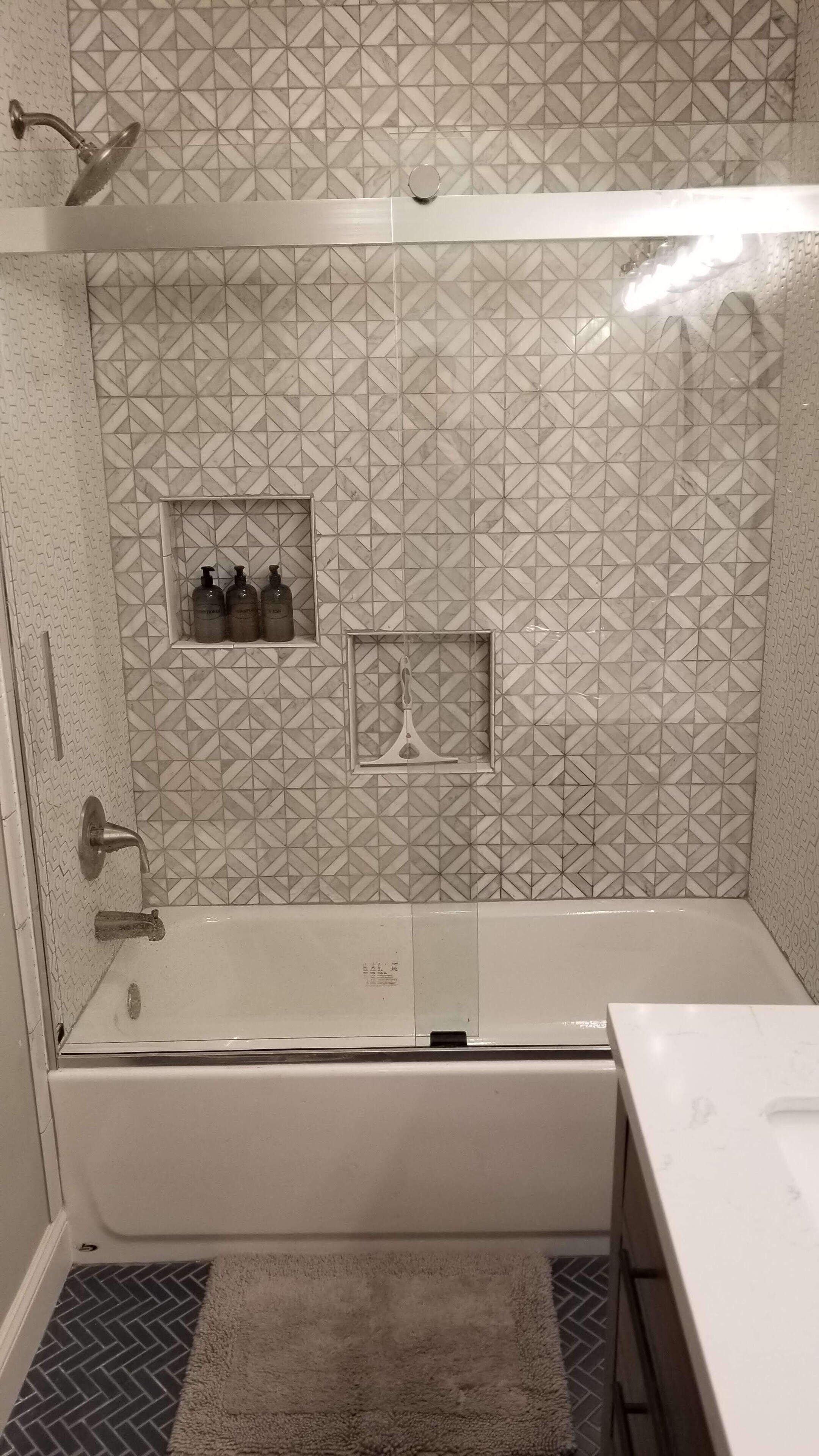 Bathtub, hair dryer, towels